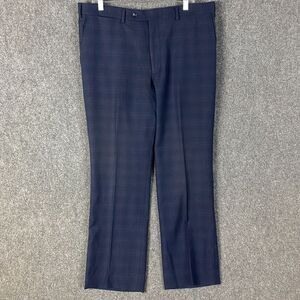 Eleganza Black Slacks Dress Pants Men's 38W Modern Fit Polyester Blend Navy Blue